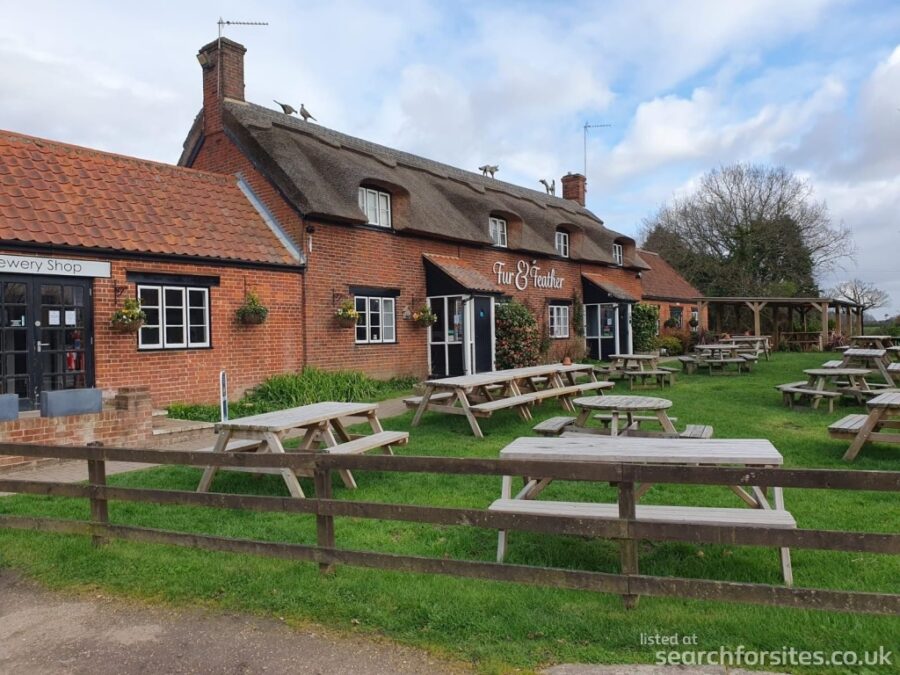 The photographs shows the Fur & Feather Inn, located in Woodbastwick. 